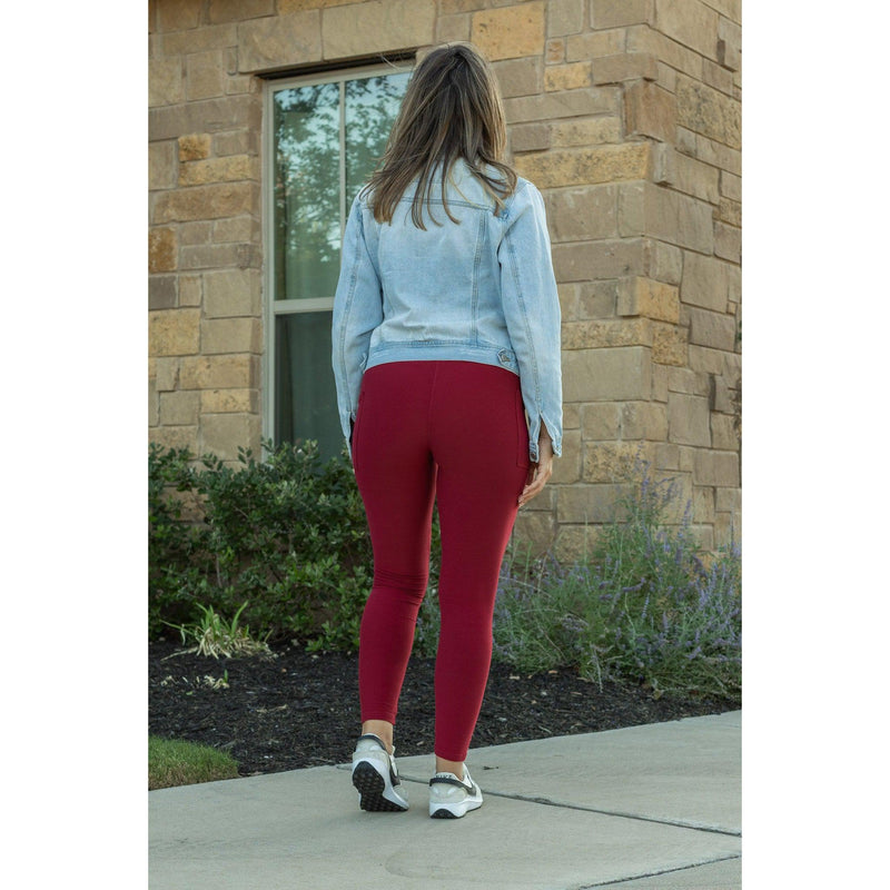 Ready to Ship | Red FULL-LENGTH Leggings with POCKET  - Luxe Leggings by Julia Rose®