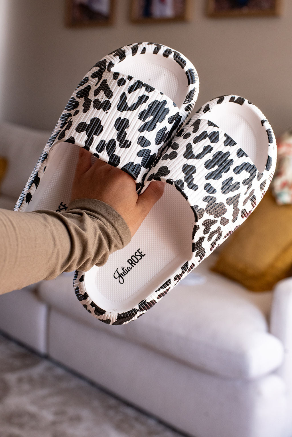 Ready to Ship | White Leopard Insanely Comfy -Beach or Casual Slides
