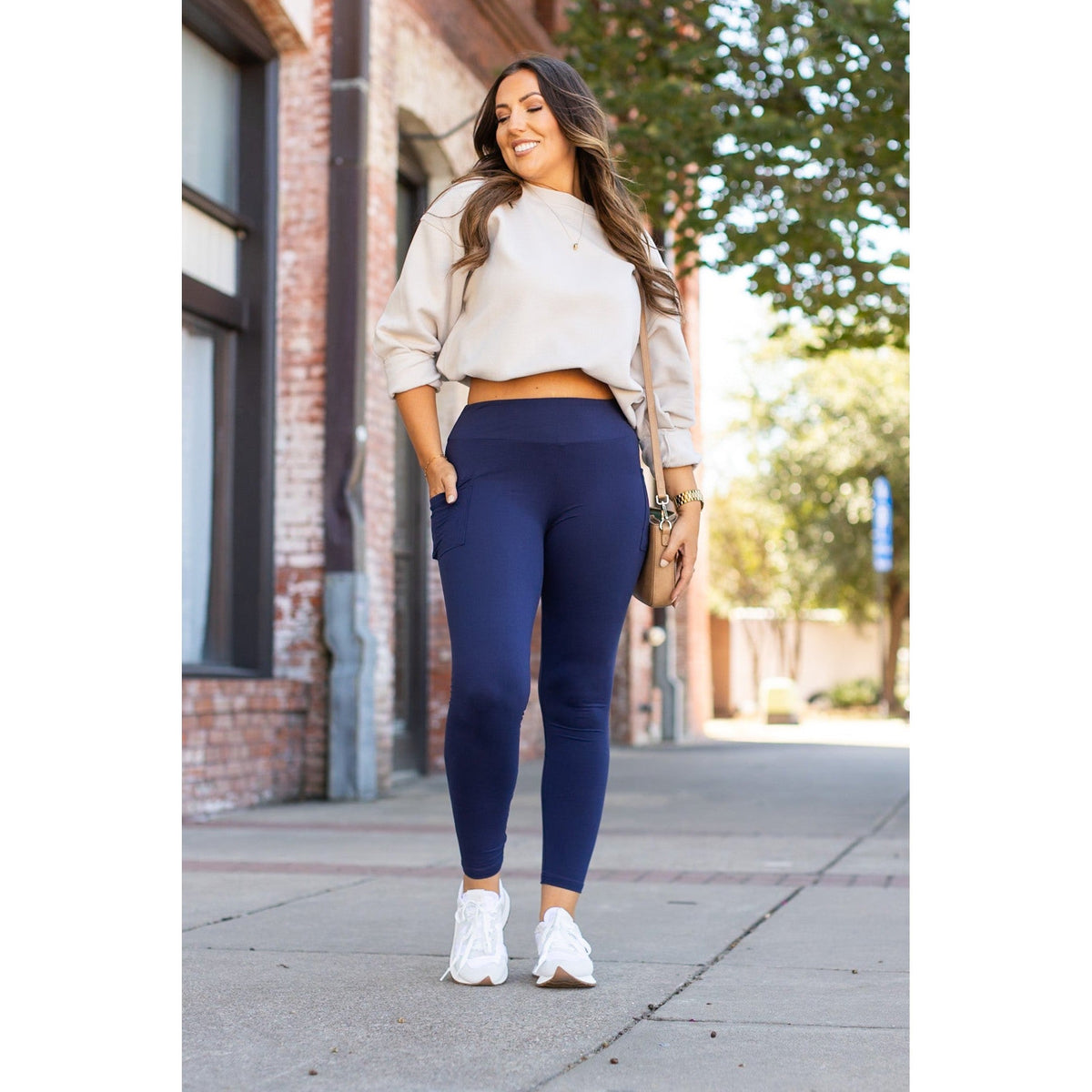 Navy Full Length with Pocket Leggings  - Luxe Leggings by Julia Rose®