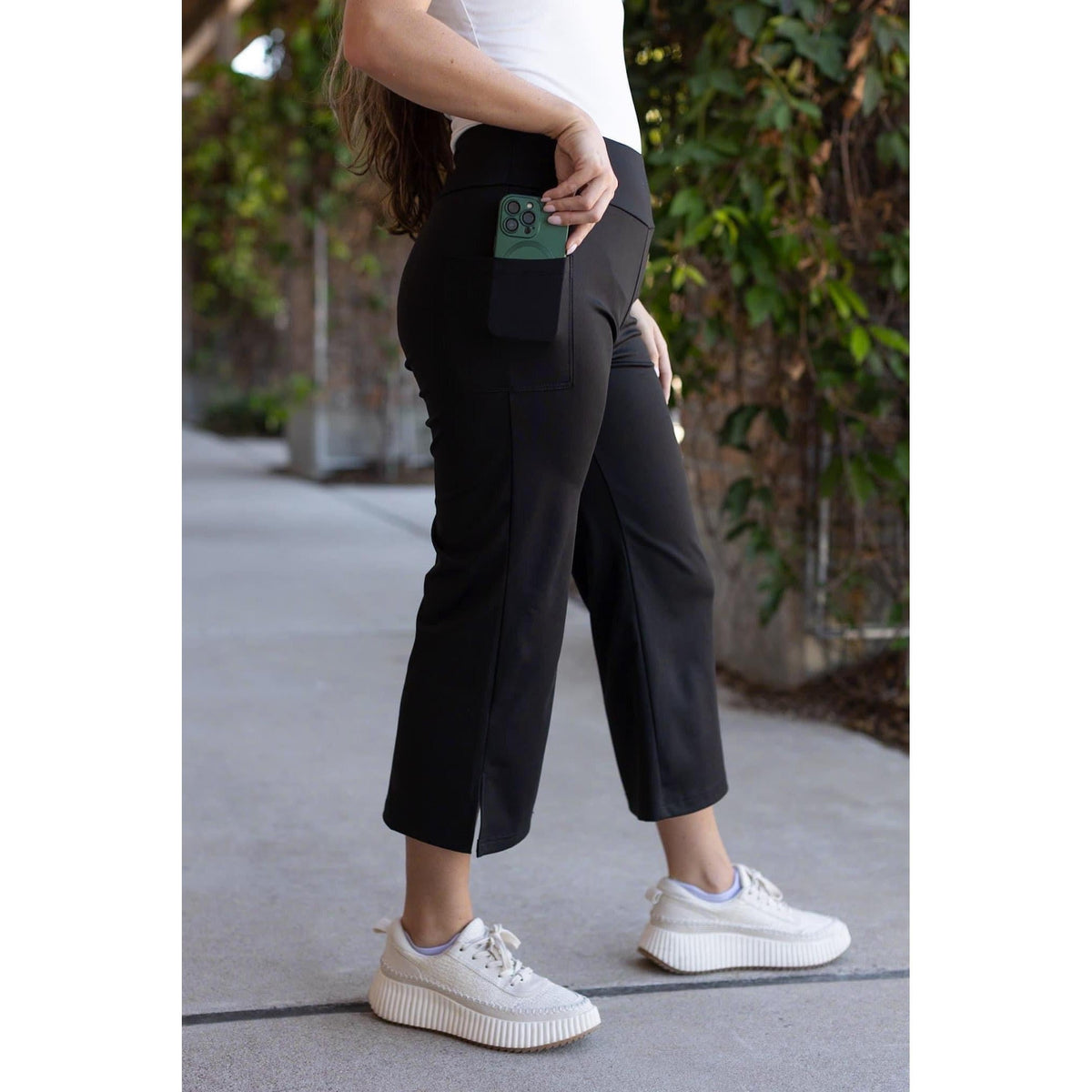 The Gabriella -Black  High Waisted Gaucho Pants - Round 5