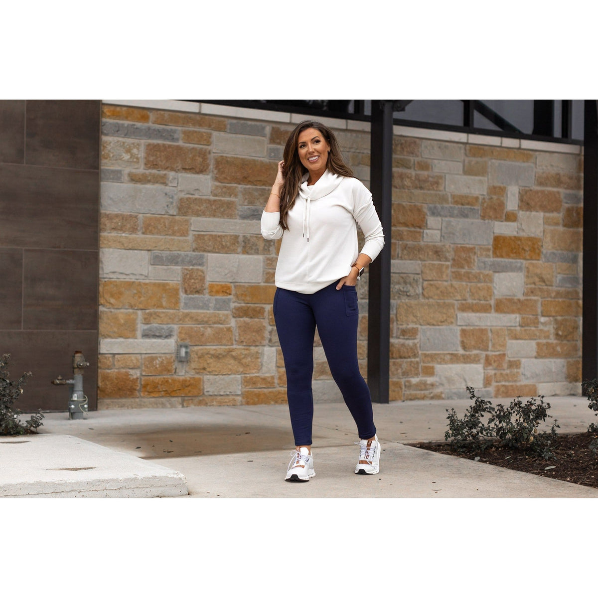 Navy FLEECE Full Length with Pocket Leggings  - Luxe Leggings by Julia Rose®