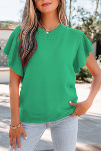 Alexis Ruffle Short Sleeve Sweater