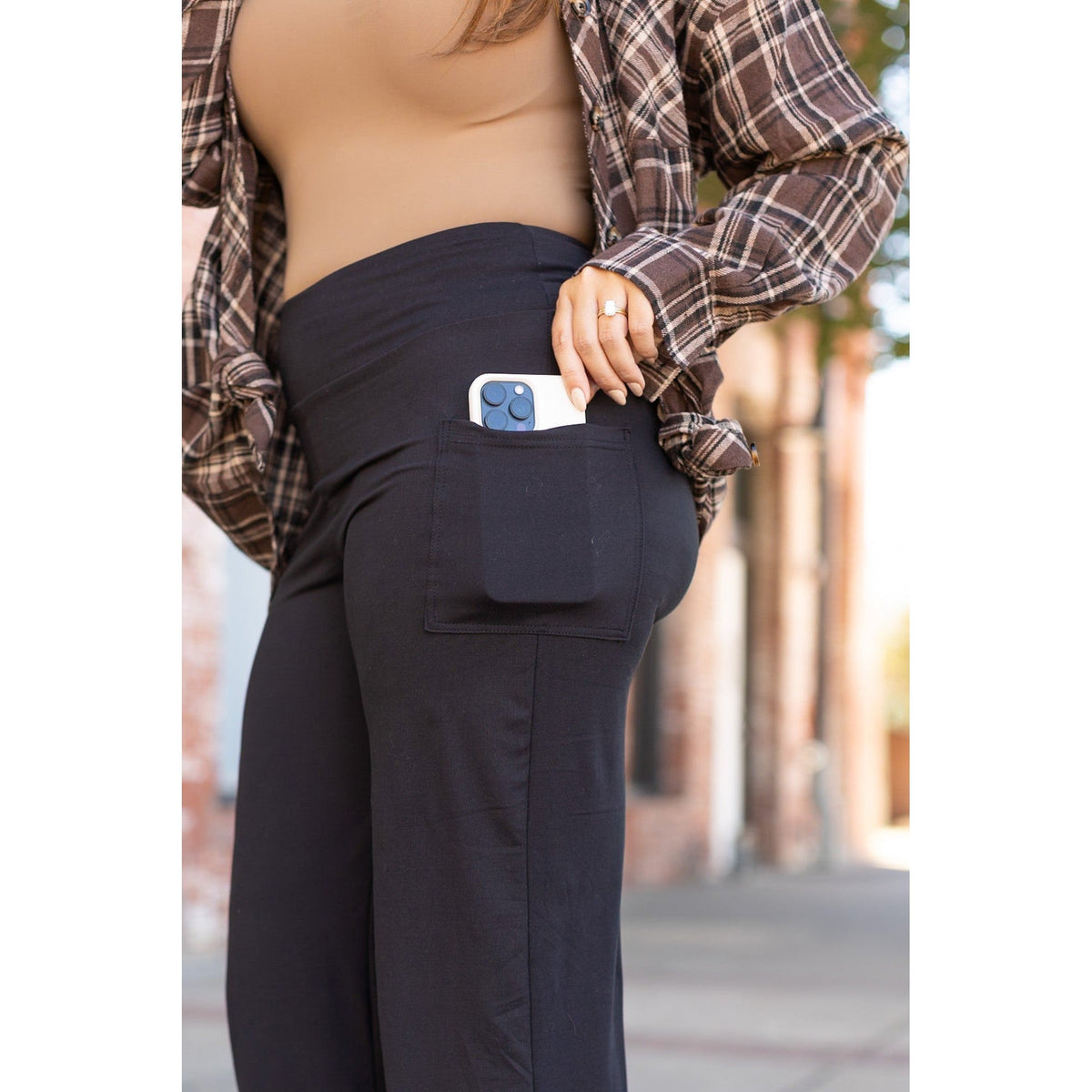 Brooke - Black Wide Leg Full-Length with Pockets - Luxe Leggings by Julia Rose®