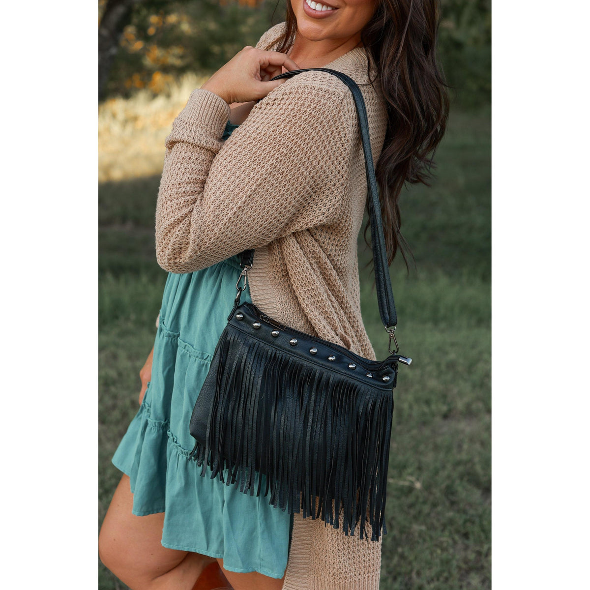 Nora -  Black Fringe Bags