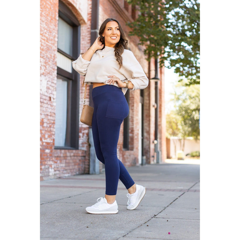 Navy Full Length with Pocket Leggings  - Luxe Leggings by Julia Rose®