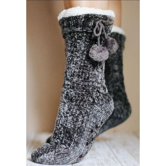 The Meredith - Cozy Fleece lined Pom Socks