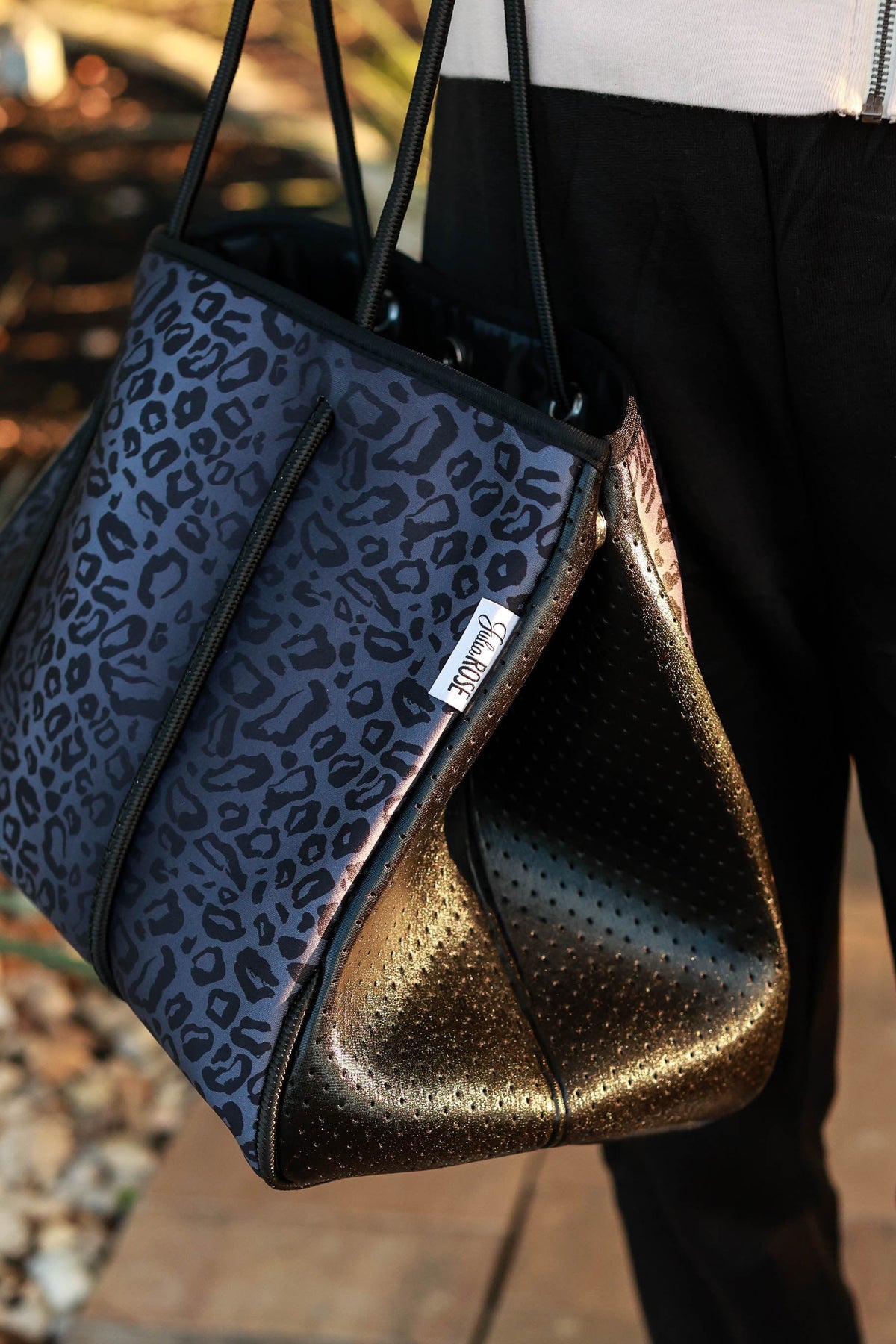 Ready to Ship | The Marissa - Black Leopard Neoprene Bag