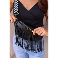 The Valentina - Black Removable Fringe Crossbody Sling Bag