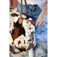 Ready to Ship | Cow Print Sherpa Weekender Bag*
