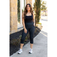 Black LEOPARD CAPRI with POCKETS  - Luxe Leggings by Julia Rose®