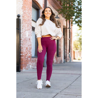 Buttery soft maroon leggings for women - High waist maroon leggings with side pockets