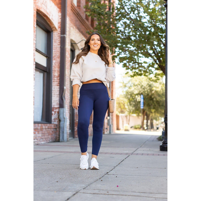 Navy Full Length with Pocket Leggings  - Luxe Leggings by Julia Rose®