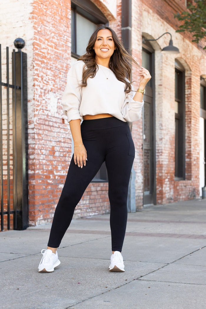 * Ready to Ship | BLACK FULL-LENGTH Leggings with POCKET  - Luxe Leggings by Julia Rose®