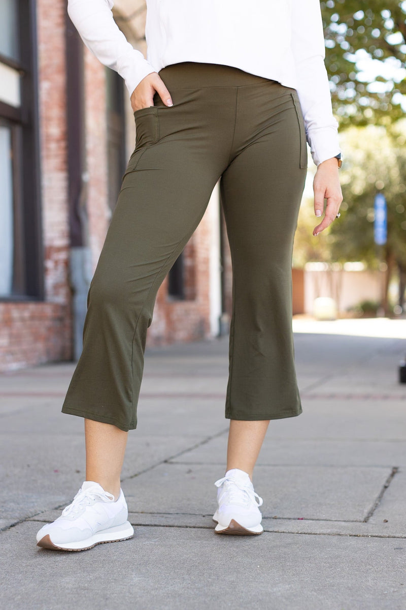 The Shyla - Olive High Waisted Gaucho Pants