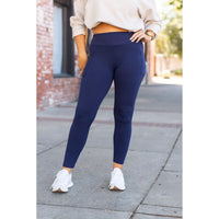 Navy Full Length with Pocket Leggings  - Luxe Leggings by Julia Rose®