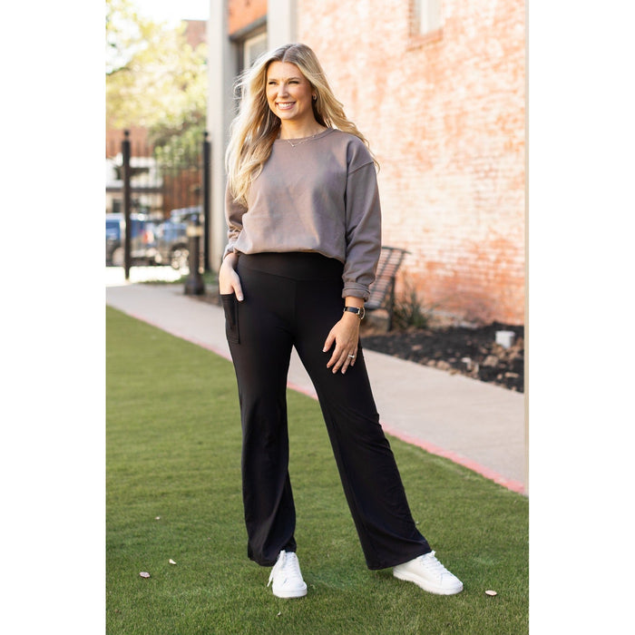 The Madison - Black Straight Leg Leggings with Pockets