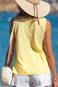 Kenzie Notched Pleated Tank Top