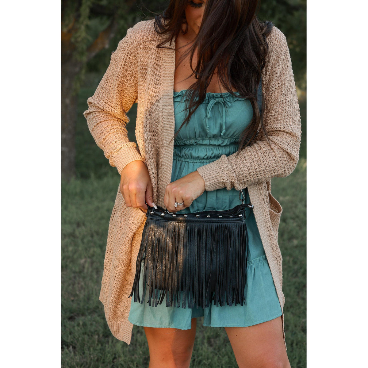 Nora -  Black Fringe Bags