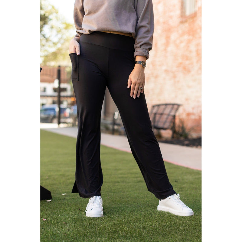 The Madison - Black Straight Leg Leggings with Pockets