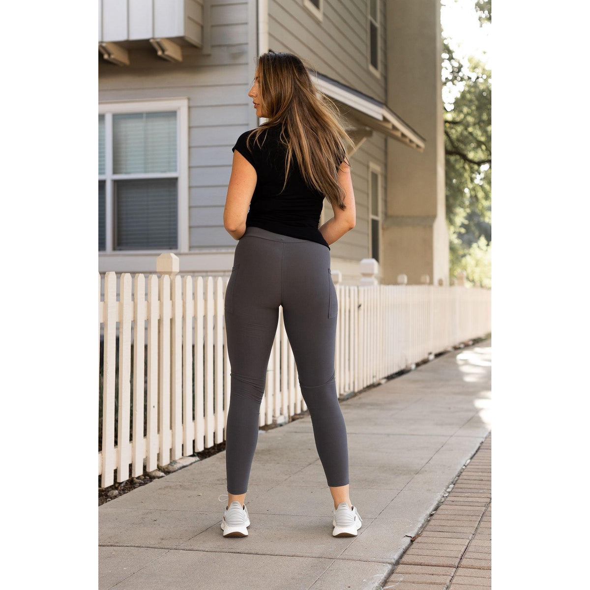 Charcoal Full Length Leggings with Pockets  - Luxe Leggings by Julia Rose® Round 2