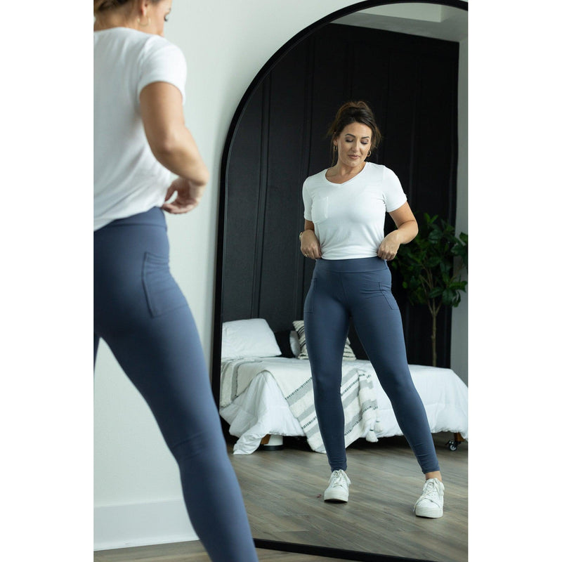 Ready to Ship | Slate Blue  Full Length Leggings with Pockets*