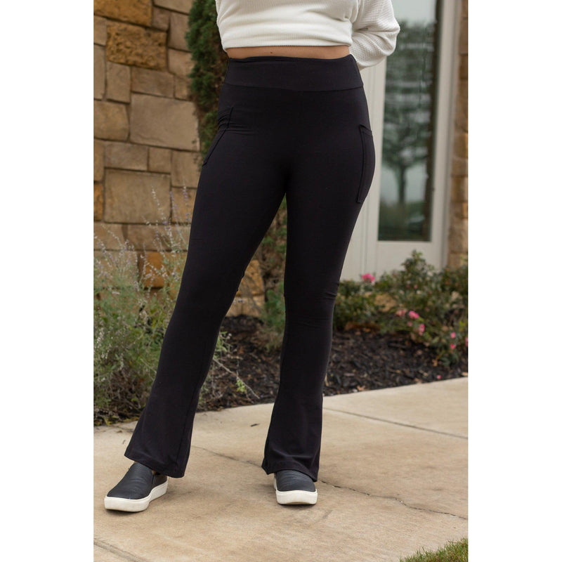 Black Flare Leggings WITH POCKETS - Luxe Leggings by Julia Rose®