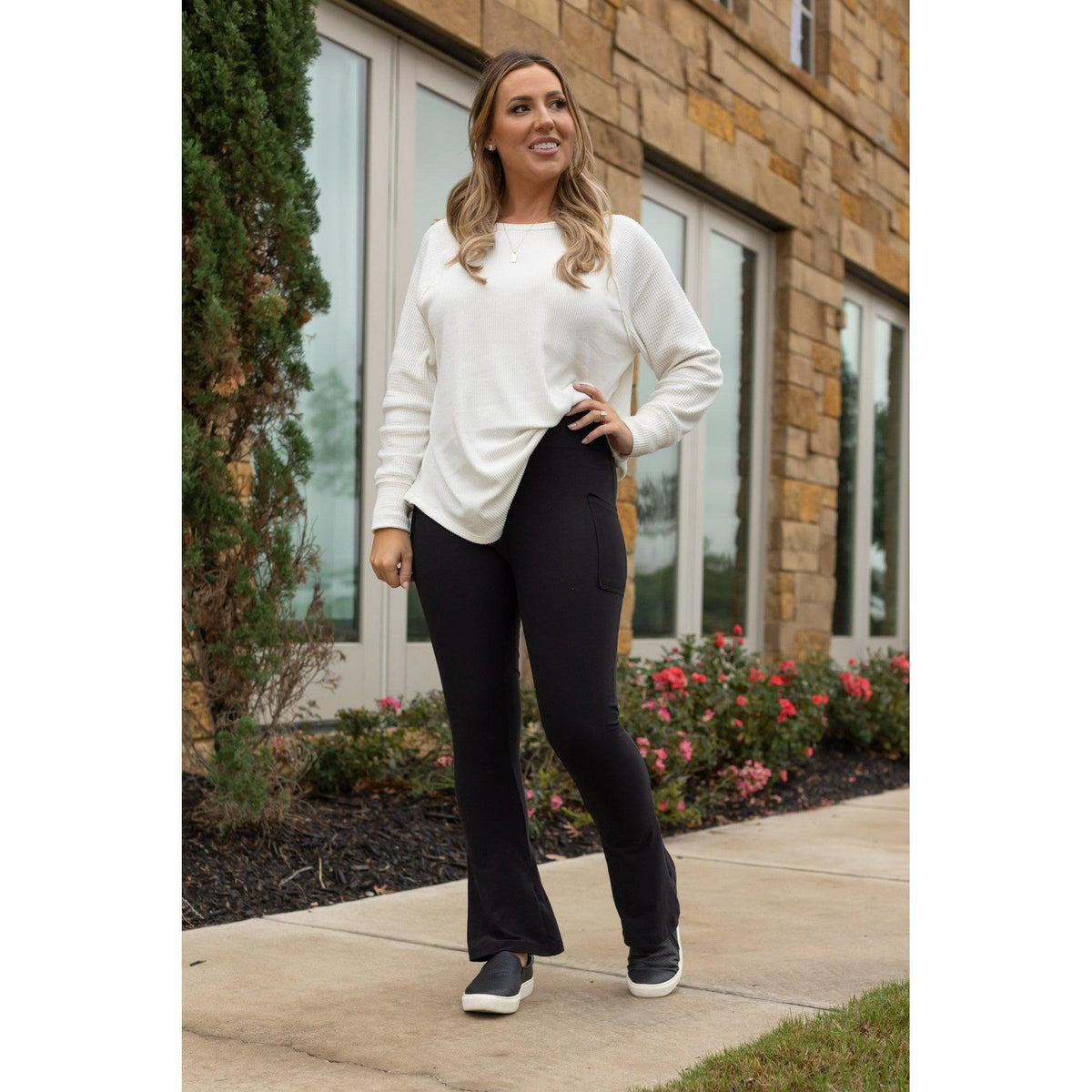 Black Flare Leggings WITH POCKETS - Luxe Leggings by Julia Rose® - Round 2