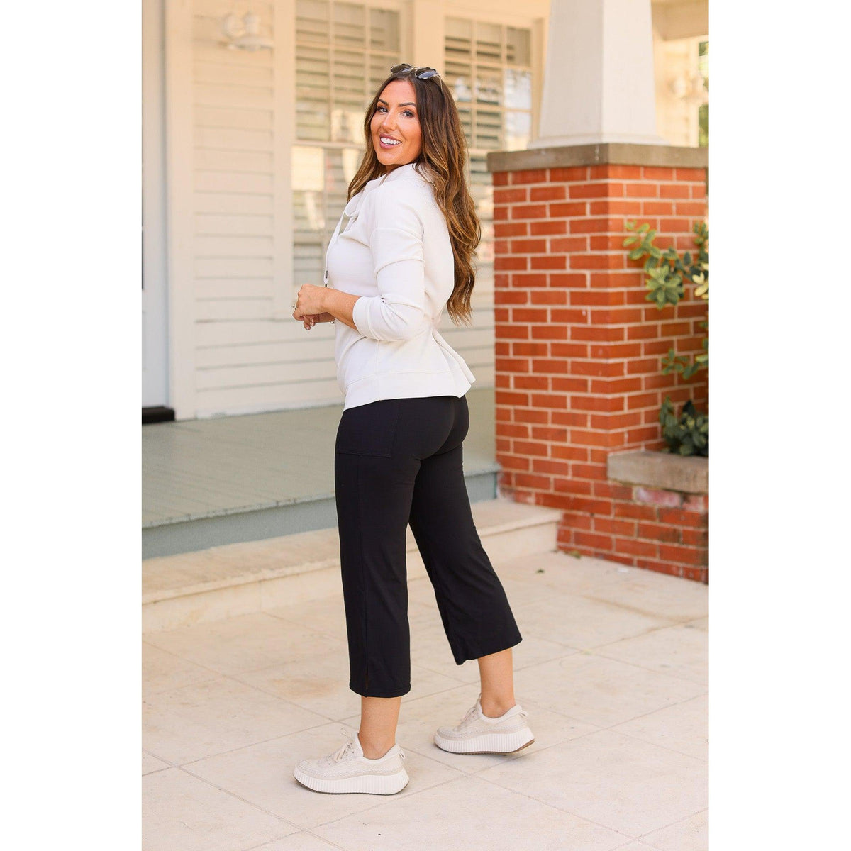 The Gabriella -Black  High Waisted Gaucho Pants - Round 5