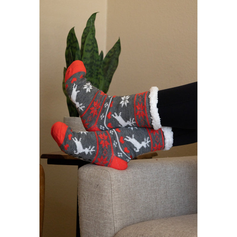 Ready to Ship  | The Dahlia - Reindeer Fleece Socks