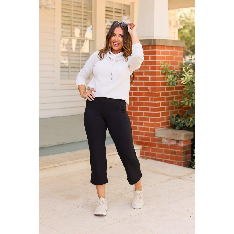 The Gabriella -Black  High Waisted Gaucho Pants - Round 5