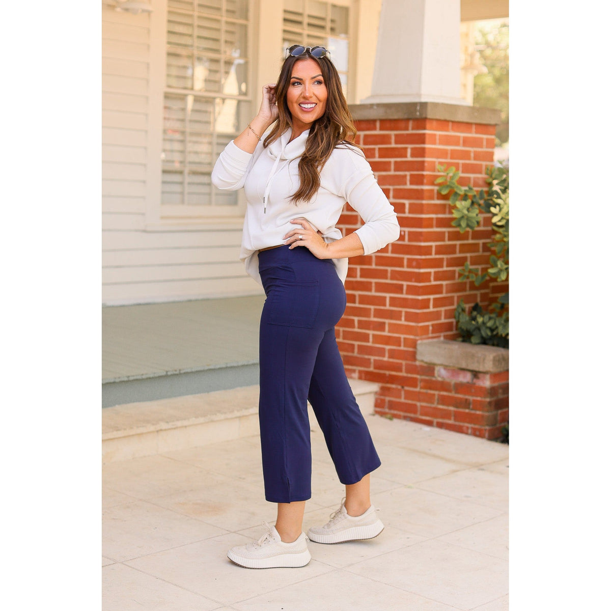 The Lydia Navy High Waisted Gaucho Pants - Round 3