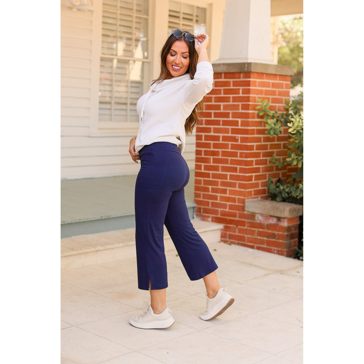 The Lydia Navy High Waisted Gaucho Pants - Round 3