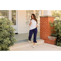 The Lydia Navy High Waisted Gaucho Pants - Round 3