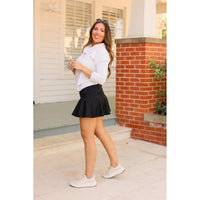 Julia Rose The Brielle black skort, Women wearing black skort with built-in shorts