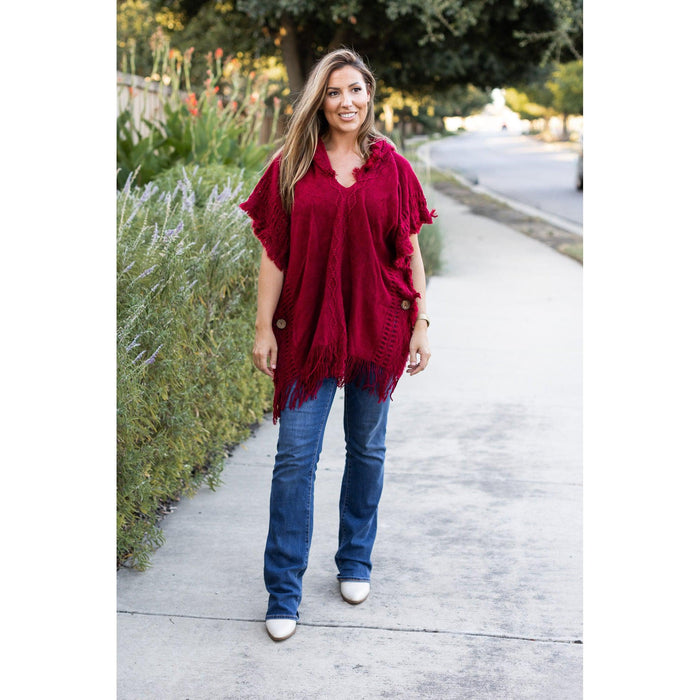 Ready to Ship  | The Alyssa Red Solid One Size Poncho