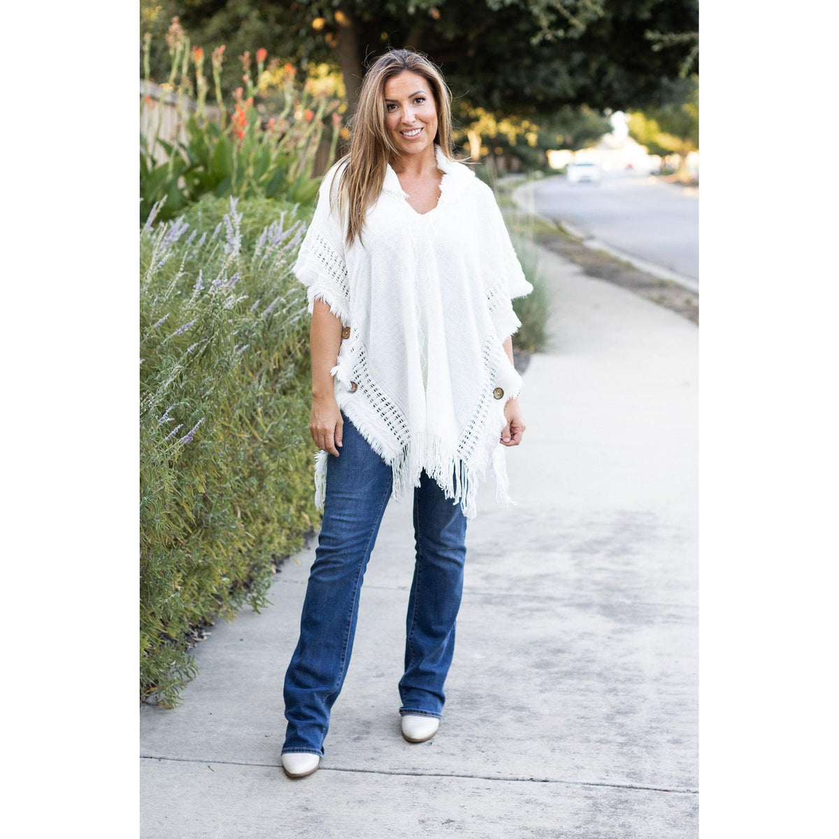Ready to Ship  | The Alyssa Winter White Solid One Size Poncho