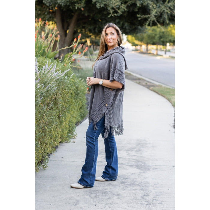 Ready to Ship | The Alyssa Dark Gray Solid One Size Poncho
