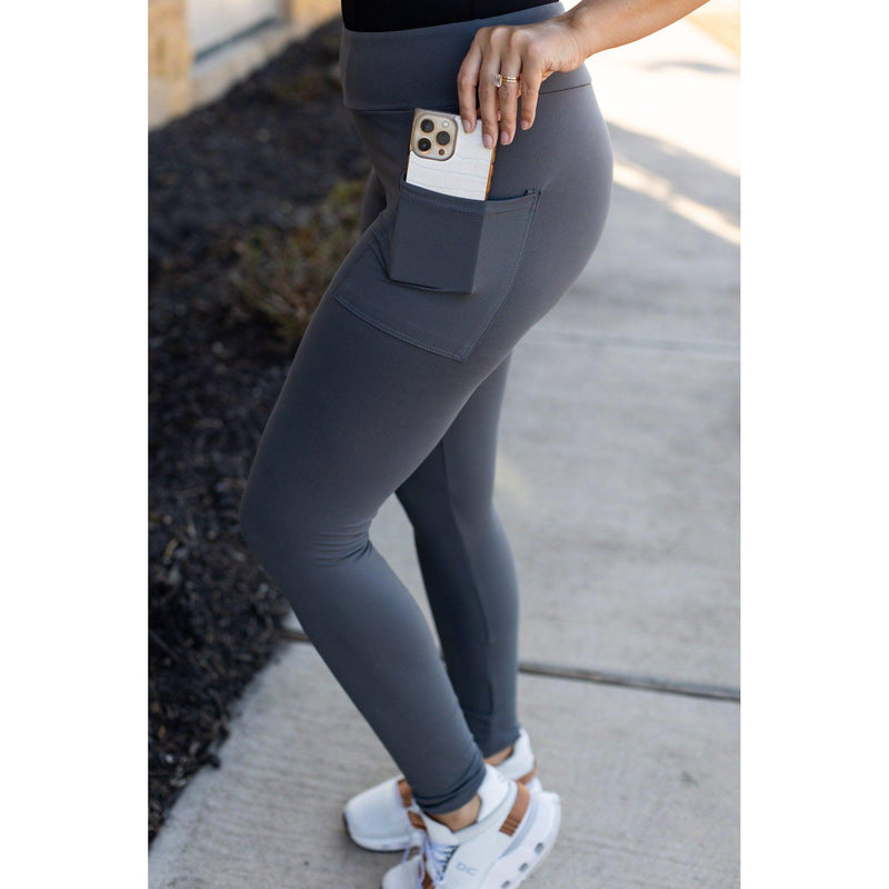 Charcoal Full Length Leggings with Pockets  - Luxe Leggings by Julia Rose® Round 2