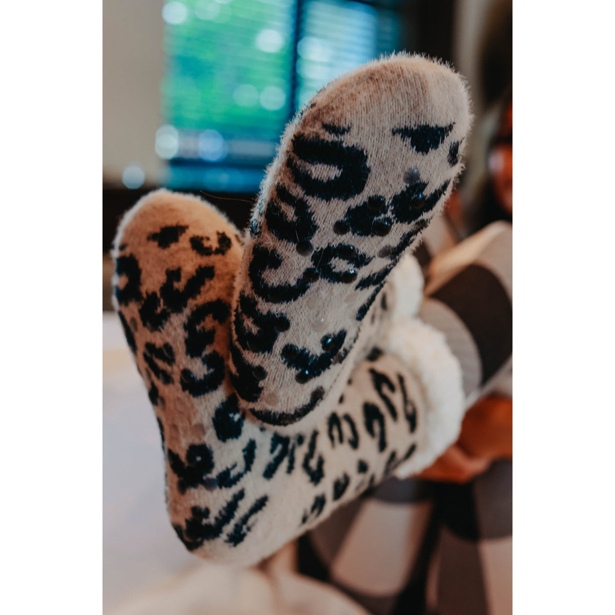 Ready to Ship | The Jana - Leopard Fleece Lined Socks