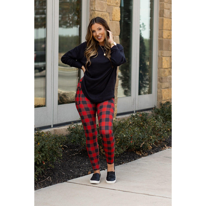 Red & Black Plaid Leggings -  - Luxe Leggings by Julia Rose®