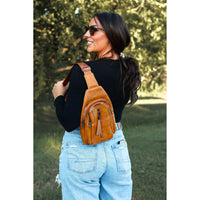 Mindy - Camel  Vintage Tassel Sling Bag