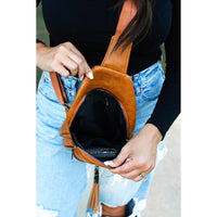 Mindy - Camel  Vintage Tassel Sling Bag