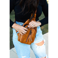 Mindy - Camel  Vintage Tassel Sling Bag