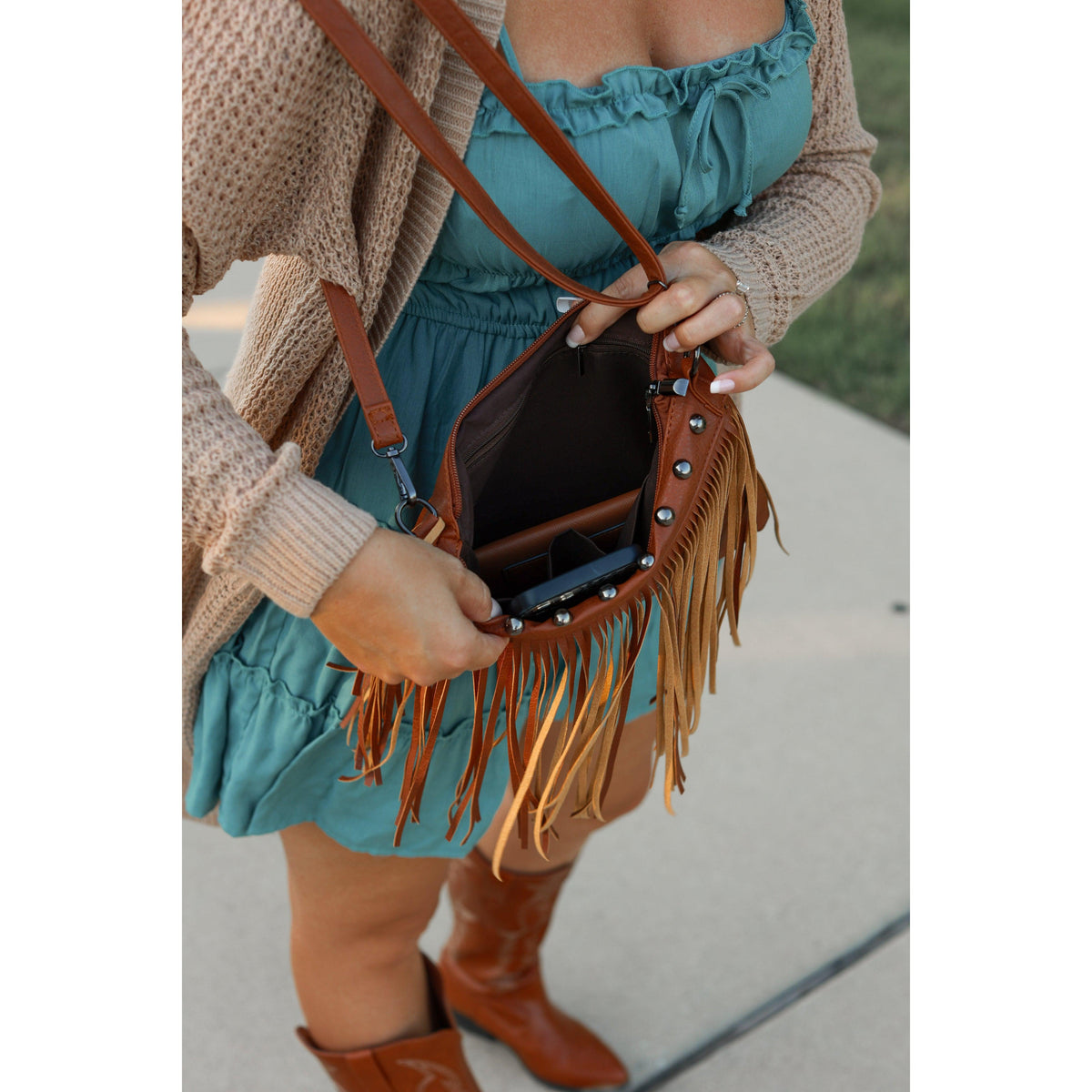 Boho fringe crossbody bag boutique fashion accessory
