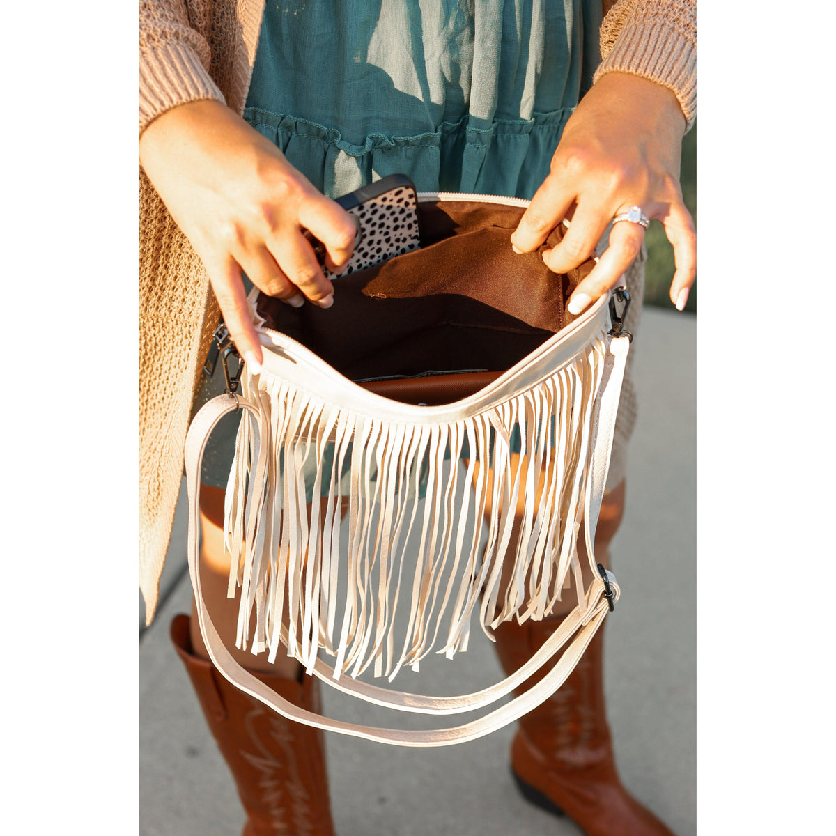 Boho fringe crossbody bag boutique fashion accessory