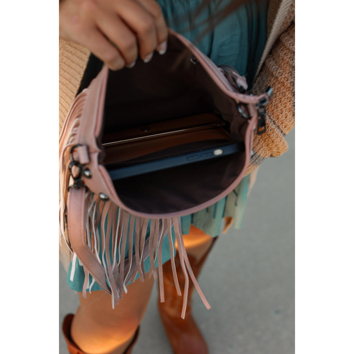 Boho fringe crossbody bag boutique fashion accessory