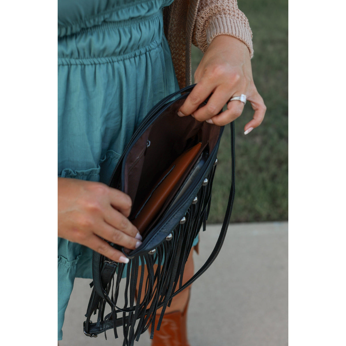 Boho fringe crossbody bag boutique fashion accessory