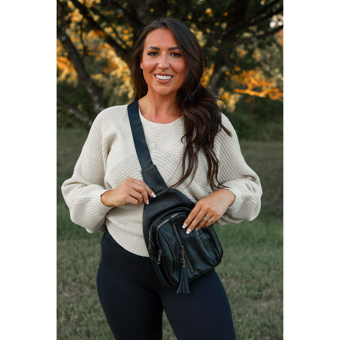 The Mindy - Black  Vintage Tassel Sling Bag