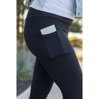 Black Full-Length Leggings with Pocket