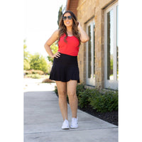 Julia Rose The Brielle black skort, Women wearing black skort with built-in shorts